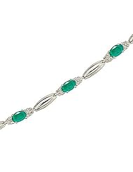 14kt Yellow Gold Oval Emerald and Diamond Bracelet