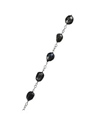 Black Freshwater Baroque Pearl Station Necklace in Sterling Silver
