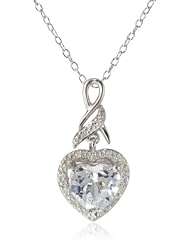 Sterling Silver Heart Pendant Necklace, (0.06 cttw, G-H Color, I2-I3 Clarity), 18"