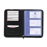 Rolodex 66490 Rolodex Faux Leather Business Card Book w/Zipper, 120-Card Cap, 6 1/8 x 9, BK