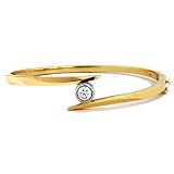 14k White Gold Bezel Set 0.5ct Round Diamond Bangle - 7 Inch