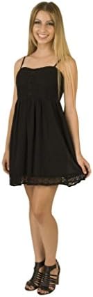 Junior Mini Baby Doll Eyelet Lace Bustier Lined Skirt Mini Dress - Black - Small