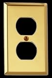 Double Outlet Plate - Bright Solid Brass