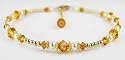Yellow Topaz - November 14kt Gold Filled Beaded Swarovski Crystal Anklets - Adjustable Ankle Bracelets