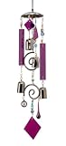 SohoDecor 22 Inch Funky Jellyfish Stained Glass Wind Bell - Purple
