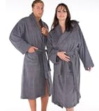 Produkt-Bild: Frottee-Bademantel/ Saunamantel "Montana" mit Kapuze f&uuml;r Damen & Herren Farbe dunkelgrau, Gr&ouml;sse S