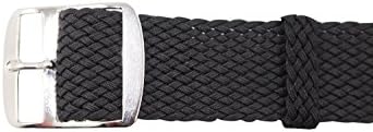 Sweat-free Perlon watch band strap with adjustable buckle for men and women | Apple watch compatible (Black, 20 mm)