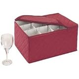 Stemware Storage - Crimson Quilted Canvas (Crimson) (11.25H x 15.5W x 9.75D)