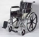 Wheelchair - 16 inches wide. This Fixed arm Wheel chair has Padded fixed arm rests, Detachable swing away footrests, Weight capacity: 250 lbs. This Dual Wheelchair has a heavy duty liners in the back and seat prevents fabric from stretching.