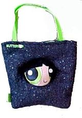Cartoon Network Powerpuff Girls Denim Novelty Bag Handbag - Green Buttercup