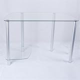 Clear Glass Modern Computer Desk with CPU Stand