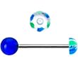 Green Blue White Pinwheel Half Ball Barbell Tongue Ring