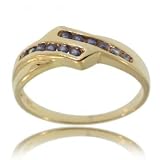 10KT Gold Band Ring w/ Channel Set Blue Sapphires