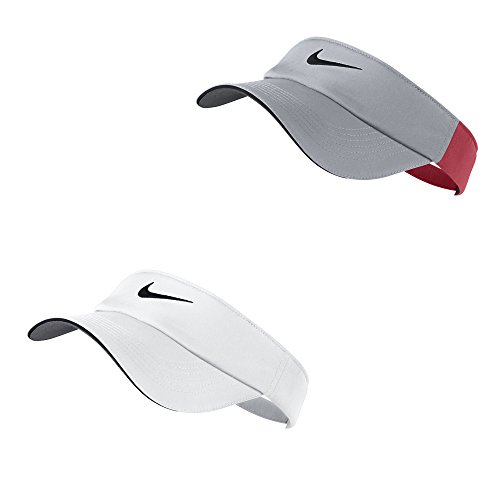 Nike Women's Golf Visors - 2 Pack - Variety Of Colors For Ladies Sports Caps & Visors (White & Gray/Laser Crimson)