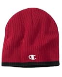 Champion Brand Knit Beanie Hat with C Logo - Red