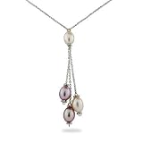  : Pink and White Freshwater Pearl Sterling Silver Necklace