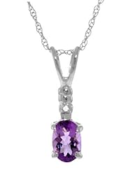 14K Gold Necklace with genuine Diamond and oval-shaped Natural Purple Amethyst