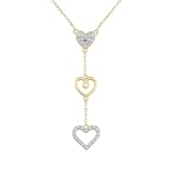 18k Yellow Gold Plated Sterling Silver Diamond Accent Heart Necklace, 17