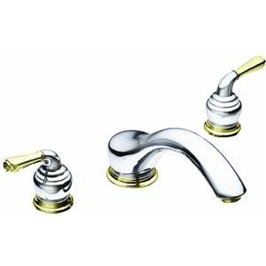 Moen Monticello 86952 Two-Handle Low Arc Roman Tub Faucet: Chrome & Polished Brass