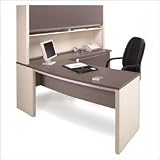 Bestar Connexion L-Shaped Office Desk with Hutch and Pedestal in Sandstone Slate
