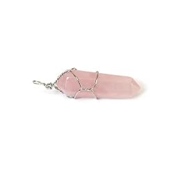 Wire Wrapped Rose Quartz Gemstone Point Pendant
