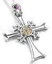 Silver Forbidden Gothic Pentacle Cross Pendant Necklace