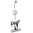 Major League Baseball Logo Double Crystalline GEM Belly Ring - Chicago White Sox