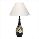 BLACK WHITE STRIPE TABLE LAMP ZEBRA PRINT AFRICA SAFARI