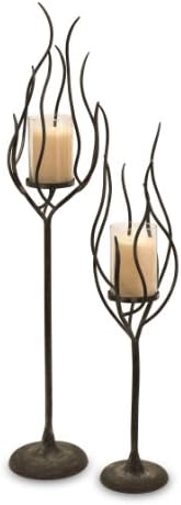 26.5-34"h Classic Tall Swirl Iron Candle Holder Stand - Set of 2