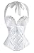 Charmian Women's Burlesque Fashion Satin Halter Boned Zipper Bustier Corset Top