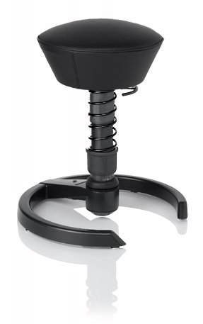 SWOPPER CLASSIC 3D-Aktiv-Bürostuhl Hocker Sitzpolster Normal, Farbe schwarz (Leder), Fussring mit Metallgleiter, Feder MEDIUM, Basis Anthrazit, Federfarbe schwarz (SWOPA80)