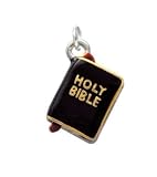 3-D Silver Plated Enameled Black Bible with Gold Words Charm, Qty.1