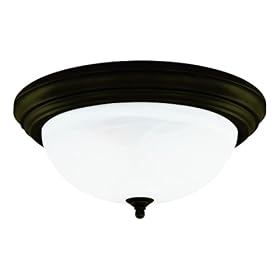 Westinghouse 64292 15-Inch Three-Light Flush Mount Fixture, Oil Rubbed Bronze with Frosted White Alabaster Globe