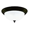 Westinghouse 64292 15-Inch Three-Light Flush Mount Fixture, Oil Rubbed Bronze with Frosted White Alabaster Globe