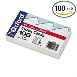 Recycled Oxford Grid-Ruled Index Cards, 3"x5", White, 100/Pack ESS02035