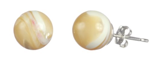 Sterling Sliver 8mm Natural Mother-of-Pearl Stud Earrings