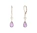 10k Yellow Gold Amethyst with Pearl Drop Leverback title=