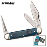 Schrade Walden Cattle Knife with 150th Anniversary Commemorative Collector Tin (Blue Bone, 7.0-Inch)