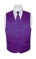 BOY'S Solid PURPLE INDIGO Color Dress Vest NeckTie Set