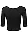 MBE Women's Basic Solid 3/4 Sleeve Crop Top