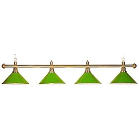 Sterling Solid Brass Pool Table Lamp, 71, 4 Green Acrylic Shades