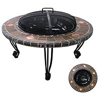 UniFlame WAD820SP 34-Inch Slate & Marble Firepit with Copper Accents