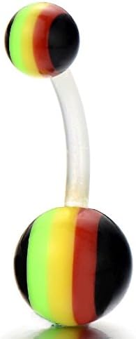 CSG Rainbow Stripes Belly Button Ring Body Jewelry Piercing Navel Ring Barbells