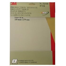 3M Production Resinite Gold Sheet, 9 in x 11 in, Grade P180, Pack of 5 Sheets