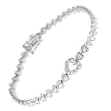 CZ Diamond Platinum Vermeil Heart Tennis Bracelet