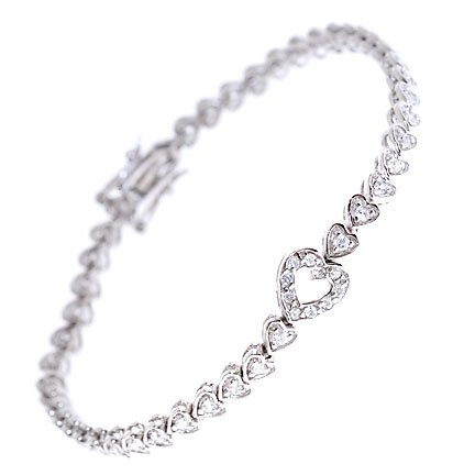 Click here for CZ Diamond Platinum Vermeil Heart Tennis Bracelet prices