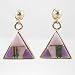 Southwestern Native American Handcrafted Pink Opal, Sugilite, and Malachite Triangular Dangle Earrings in 14 kt. Gold by Calvin Begay, #10421