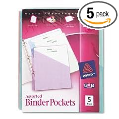 AVE75254 - Ring Binder Polypropylene Pockets for Assorted 11 x 8-1/2 Sheets