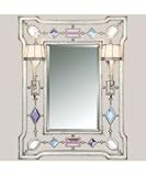 Fine Art Lamps 737155-1 Encased Gems 2 Light Mirror in Silver with Amethyst-Tourmaline-Aquamarine-Clear Diamond crystal