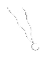 MMA Silver - 24 inch Rhodium Plated Necklace with Moon and Stars